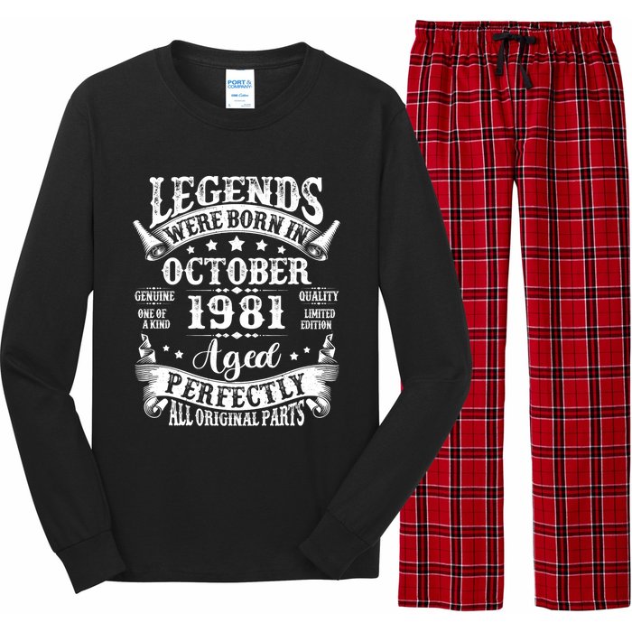 43 Years Old Legend Since October 1981 43rd Birthday Dad Long Sleeve Pajama Set