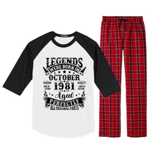 43 Years Old Legend Since October 1981 43rd Birthday Dad Raglan Sleeve Pajama Set