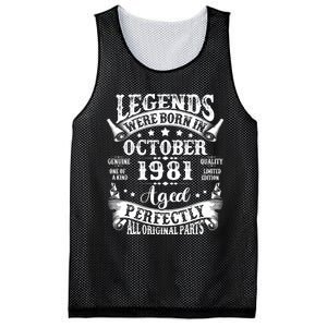 43 Years Old Legend Since October 1981 43rd Birthday Dad Mesh Reversible Basketball Jersey Tank