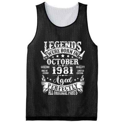 43 Years Old Legend Since October 1981 43rd Birthday Dad Mesh Reversible Basketball Jersey Tank