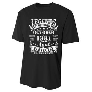 43 Years Old Legend Since October 1981 43rd Birthday Dad Performance Sprint T-Shirt