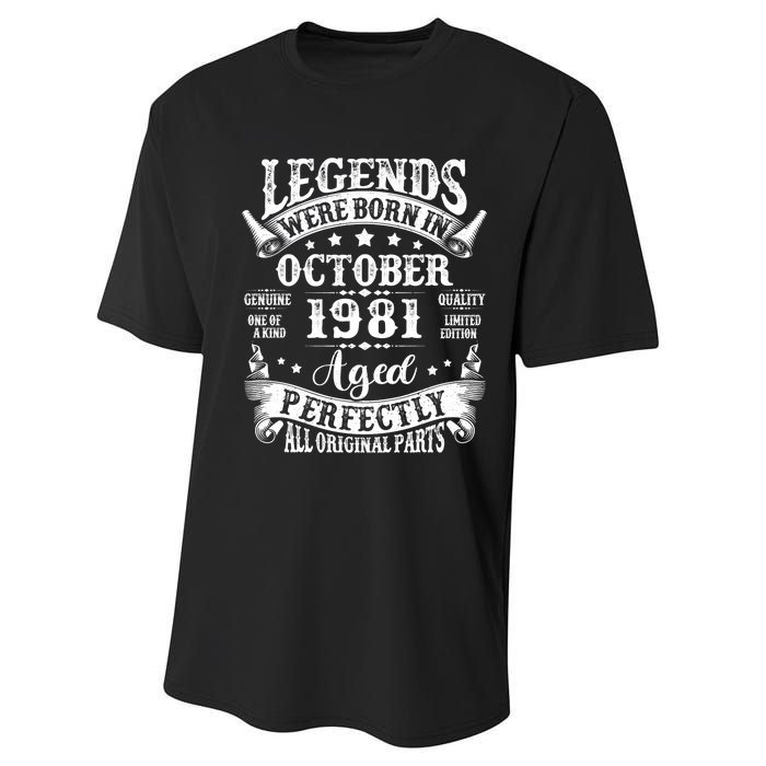 43 Years Old Legend Since October 1981 43rd Birthday Dad Performance Sprint T-Shirt