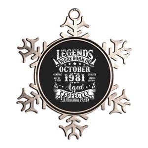 43 Years Old Legend Since October 1981 43rd Birthday Dad Metallic Star Ornament