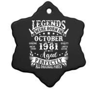 43 Years Old Legend Since October 1981 43rd Birthday Dad Ceramic Star Ornament