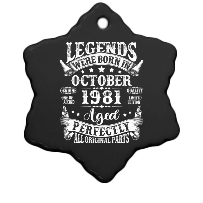 43 Years Old Legend Since October 1981 43rd Birthday Dad Ceramic Star Ornament