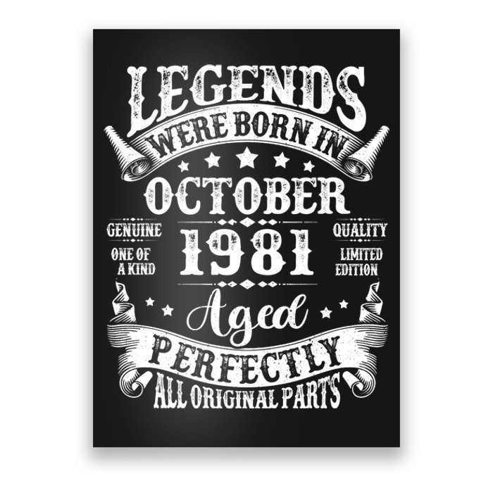 43 Years Old Legend Since October 1981 43rd Birthday Dad Poster