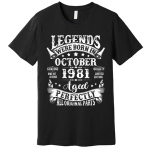 43 Years Old Legend Since October 1981 43rd Birthday Dad Premium T-Shirt