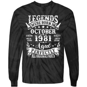 43 Years Old Legend Since October 1981 43rd Birthday Dad Tie-Dye Long Sleeve Shirt