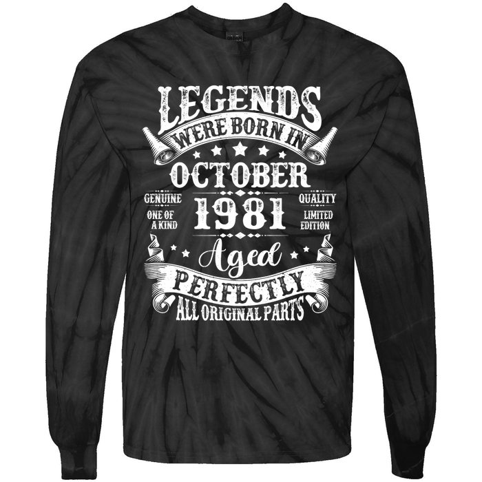 43 Years Old Legend Since October 1981 43rd Birthday Dad Tie-Dye Long Sleeve Shirt