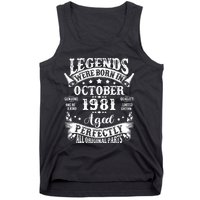 43 Years Old Legend Since October 1981 43rd Birthday Dad Tank Top