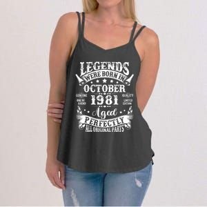 43 Years Old Legend Since October 1981 43rd Birthday Dad Women's Strappy Tank