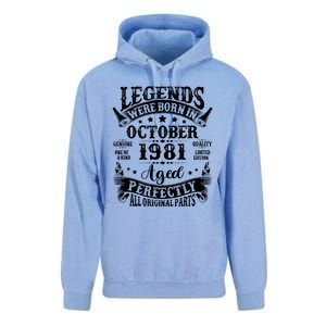 43 Years Old Legend Since October 1981 43rd Birthday Dad Unisex Surf Hoodie