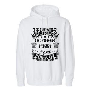 43 Years Old Legend Since October 1981 43rd Birthday Dad Garment-Dyed Fleece Hoodie