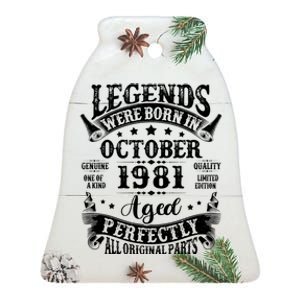 43 Years Old Legend Since October 1981 43rd Birthday Dad Ceramic Bell Ornament