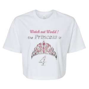 4 Year Old Princess Birthday T With Tiara Bella+Canvas Jersey Crop Tee