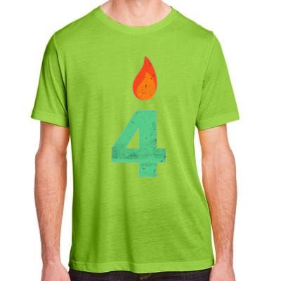 4 Years Old Bday Candle Number 4th Birthday Party Adult ChromaSoft Performance T-Shirt