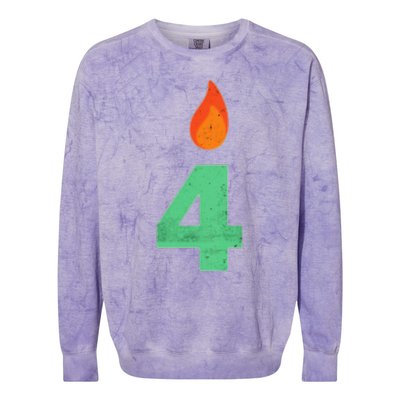 4 Years Old Bday Candle Number 4th Birthday Party Colorblast Crewneck Sweatshirt