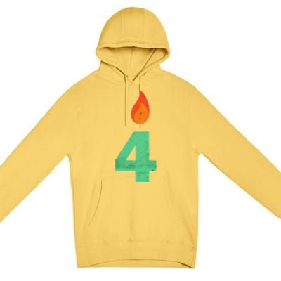 4 Years Old Bday Candle Number 4th Birthday Party Premium Pullover Hoodie