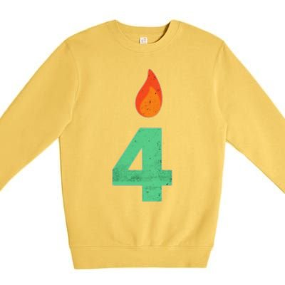 4 Years Old Bday Candle Number 4th Birthday Party Premium Crewneck Sweatshirt