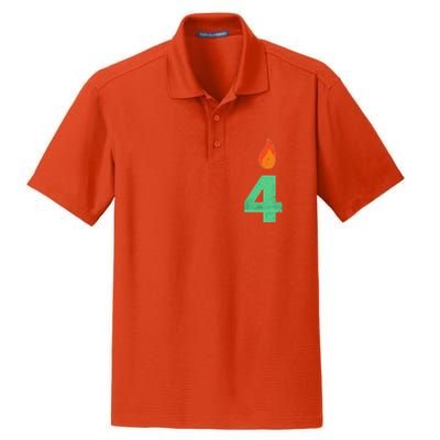 4 Years Old Bday Candle Number 4th Birthday Party Dry Zone Grid Polo