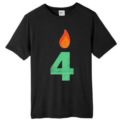 4 Years Old Bday Candle Number 4th Birthday Party Tall Fusion ChromaSoft Performance T-Shirt