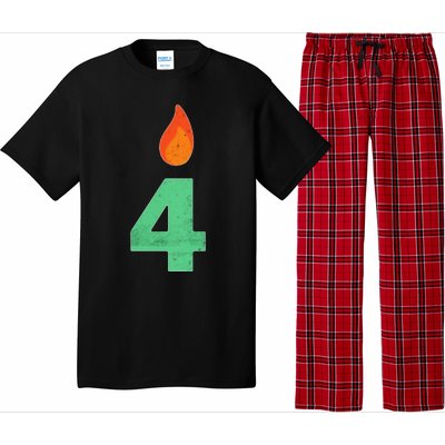 4 Years Old Bday Candle Number 4th Birthday Party Pajama Set