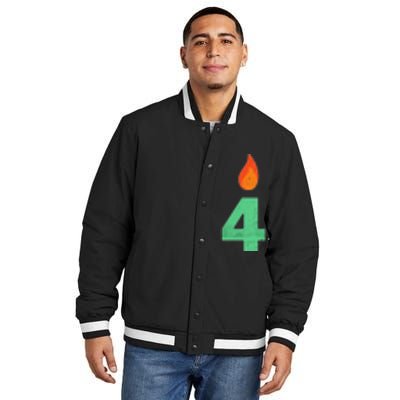 4 Years Old Bday Candle Number 4th Birthday Party Insulated Varsity Jacket