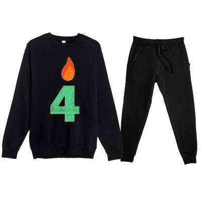 4 Years Old Bday Candle Number 4th Birthday Party Premium Crewneck Sweatsuit Set