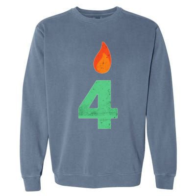 4 Years Old Bday Candle Number 4th Birthday Party Garment-Dyed Sweatshirt