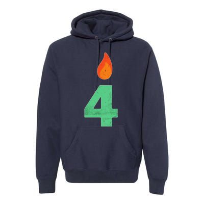 4 Years Old Bday Candle Number 4th Birthday Party Premium Hoodie