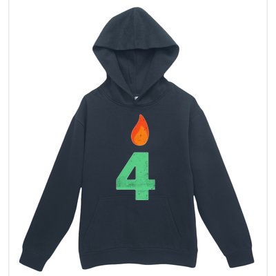 4 Years Old Bday Candle Number 4th Birthday Party Urban Pullover Hoodie