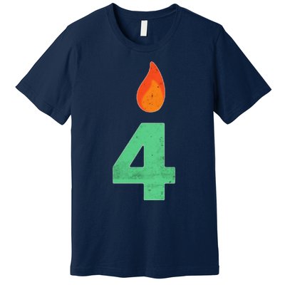 4 Years Old Bday Candle Number 4th Birthday Party Premium T-Shirt