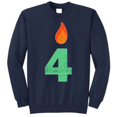 4 Years Old Bday Candle Number 4th Birthday Party Tall Sweatshirt