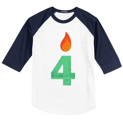 4 Years Old Bday Candle Number 4th Birthday Party Baseball Sleeve Shirt