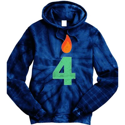 4 Years Old Bday Candle Number 4th Birthday Party Tie Dye Hoodie