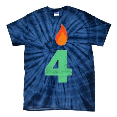 4 Years Old Bday Candle Number 4th Birthday Party Tie-Dye T-Shirt