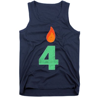 4 Years Old Bday Candle Number 4th Birthday Party Tank Top