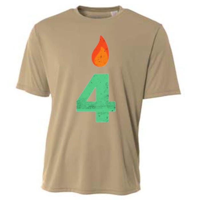 4 Years Old Bday Candle Number 4th Birthday Party Cooling Performance Crew T-Shirt