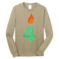 4 Years Old Bday Candle Number 4th Birthday Party Long Sleeve Shirt