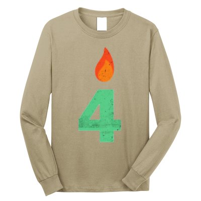 4 Years Old Bday Candle Number 4th Birthday Party Long Sleeve Shirt