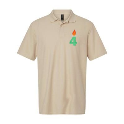 4 Years Old Bday Candle Number 4th Birthday Party Softstyle Adult Sport Polo