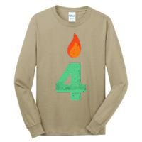 4 Years Old Bday Candle Number 4th Birthday Party Tall Long Sleeve T-Shirt