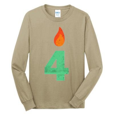 4 Years Old Bday Candle Number 4th Birthday Party Tall Long Sleeve T-Shirt