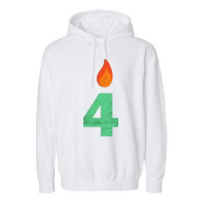 4 Years Old Bday Candle Number 4th Birthday Party Garment-Dyed Fleece Hoodie