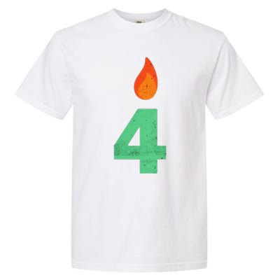 4 Years Old Bday Candle Number 4th Birthday Party Garment-Dyed Heavyweight T-Shirt