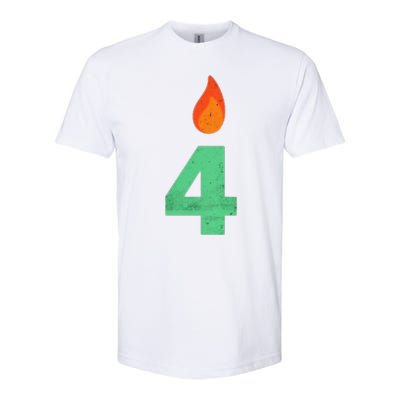 4 Years Old Bday Candle Number 4th Birthday Party Softstyle® CVC T-Shirt