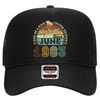 40 Year Old Awesome Since June 1983 40th Birthday High Crown Mesh Back Trucker Hat