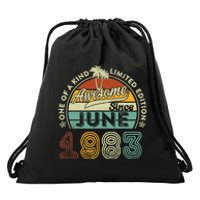 40 Year Old Awesome Since June 1983 40th Birthday Drawstring Bag