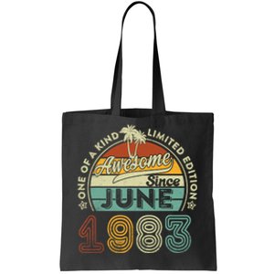 40 Year Old Awesome Since June 1983 40th Birthday Tote Bag