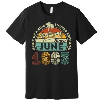 40 Year Old Awesome Since June 1983 40th Birthday Premium T-Shirt